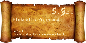 Simkovits Zsigmond névjegykártya